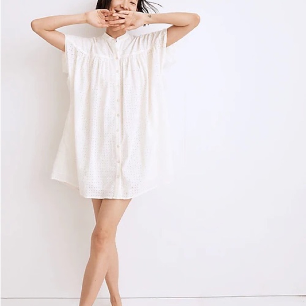 Madewell Eyelet Boxy Mini Shirtdress